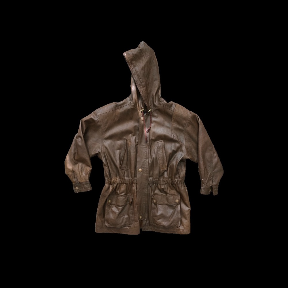 Vintage Leather Hooded Jacket